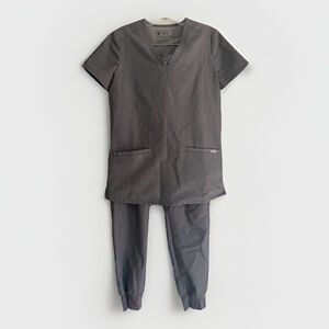 FIGS Pocket Scrub Top XXS & Jogger Pants Set Womens XS Light Gray